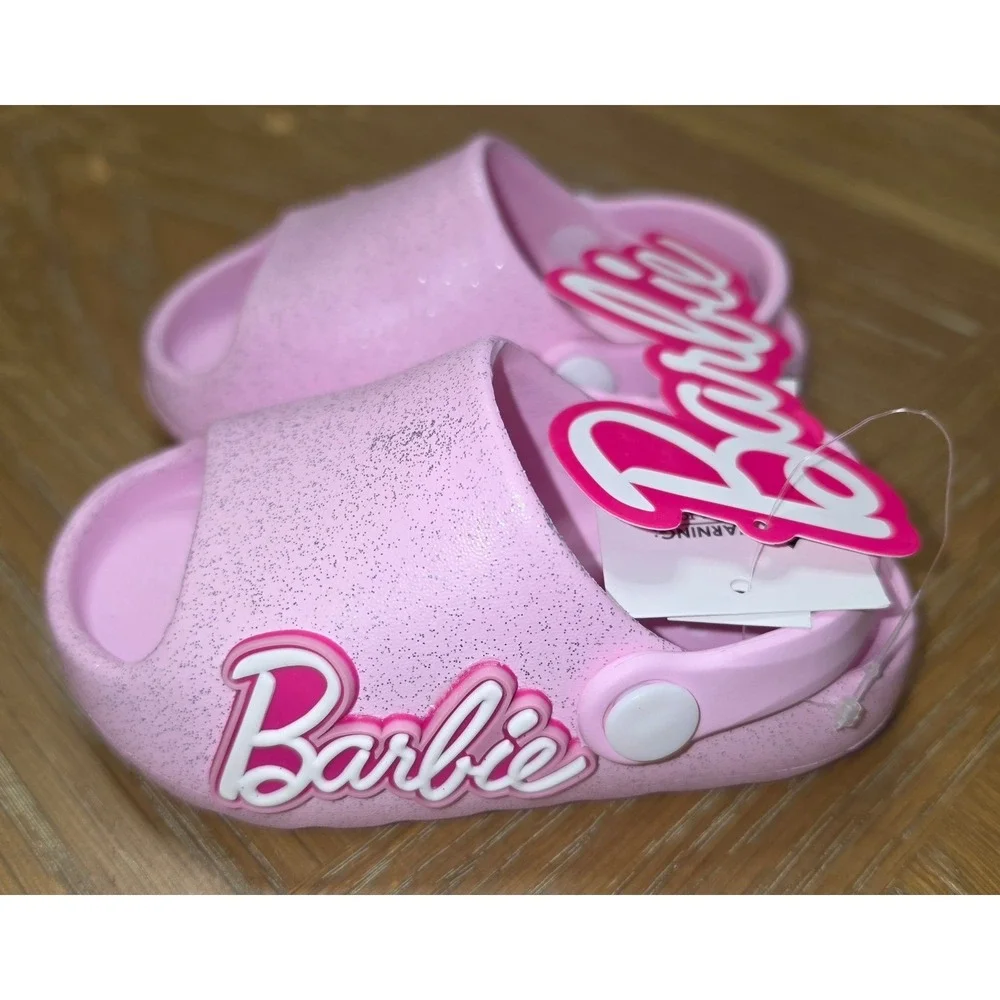 Barbie Toddler Girls Pink Glitter Clogs Slip On Shoes Size 4 AGVC39317-1 NWT